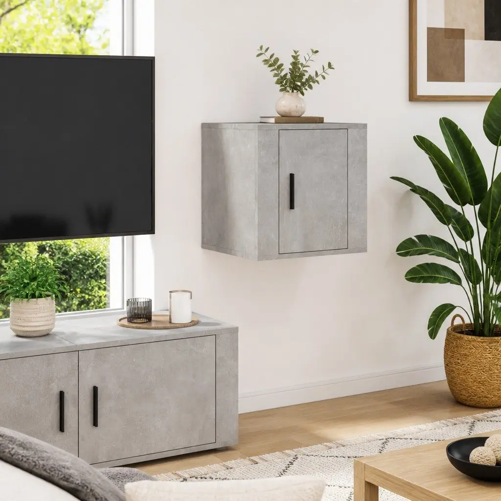 Wall Mounted TV Cabinet Grey 40x34.5x40cm Floating Media Storage Unit