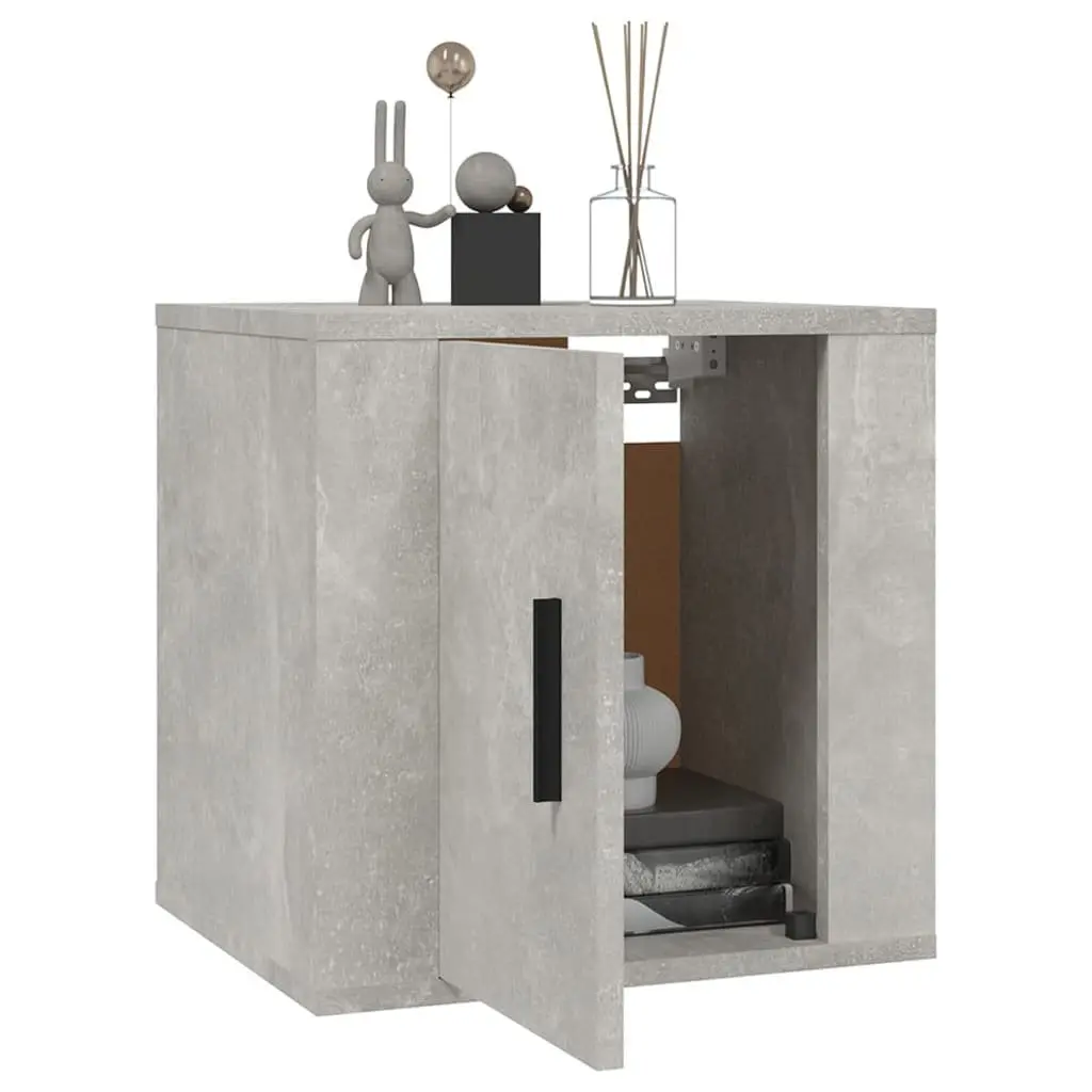 Grey Concrete 40x34.5x40cm Wall Mounted Storage Unit TV Cabinet Organiser