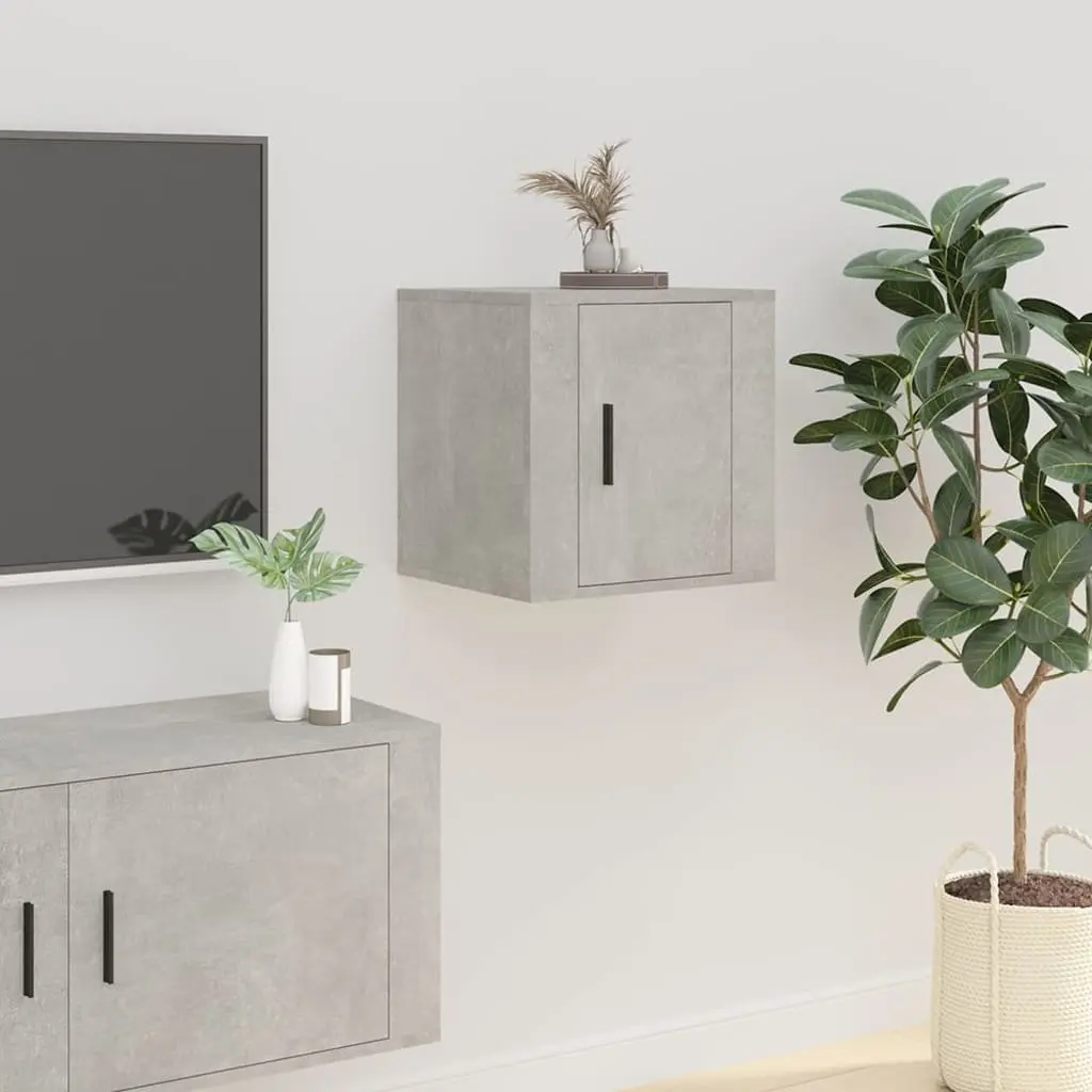Grey Concrete 40x34.5x40cm Wall Mounted Storage Unit TV Cabinet Organiser