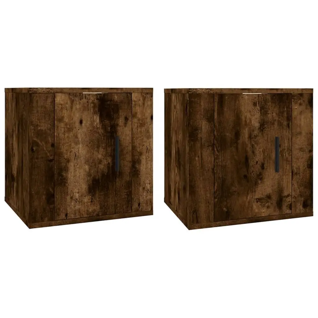 Wall Mounted TV Cabinet Smoked Oak Media Storage Unit Floating Display Shelf