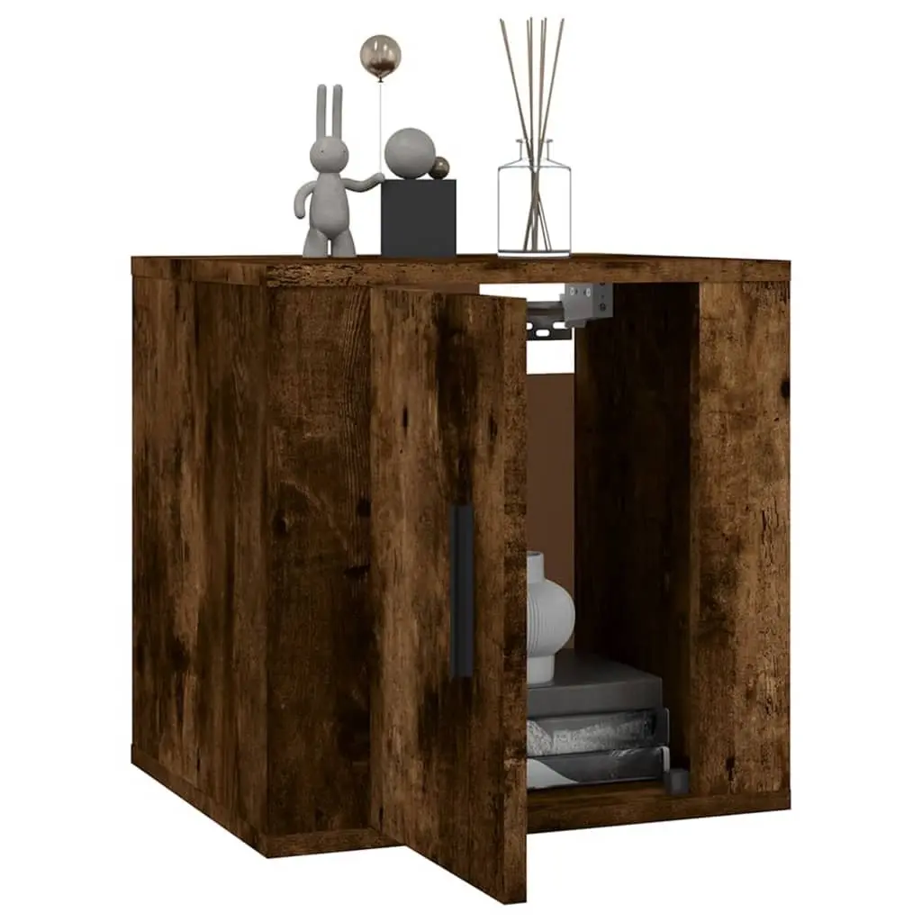 Wall Mounted TV Cabinet Smoked Oak Media Storage Unit Floating Display Shelf