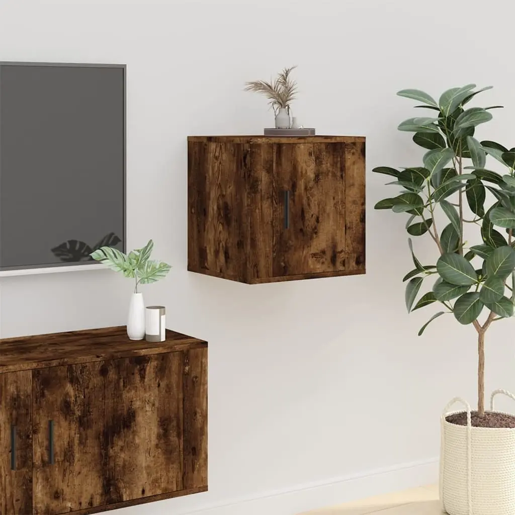 Wall Mounted TV Cabinet Smoked Oak Media Storage Unit Floating Display Shelf