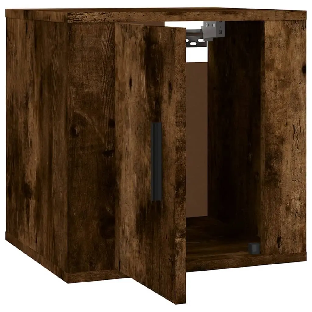 Wall Mounted TV Cabinet Smoked Oak Media Storage Unit Floating Display Shelf
