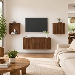 Compact and Durable Wall Mounted TV Cabinets Set