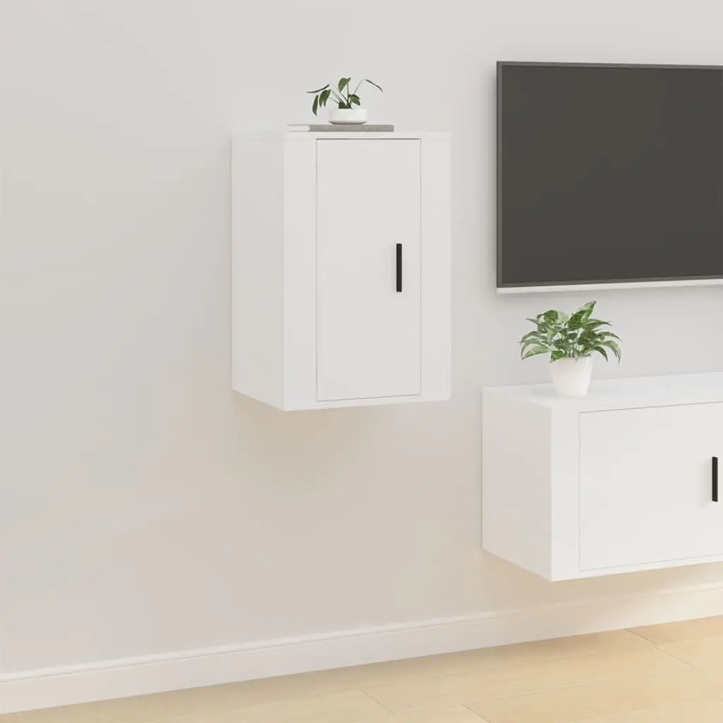 Wall Mounted TV Cabinet White 40x34.5x60 cm Storage Unit Media Display Shelf
