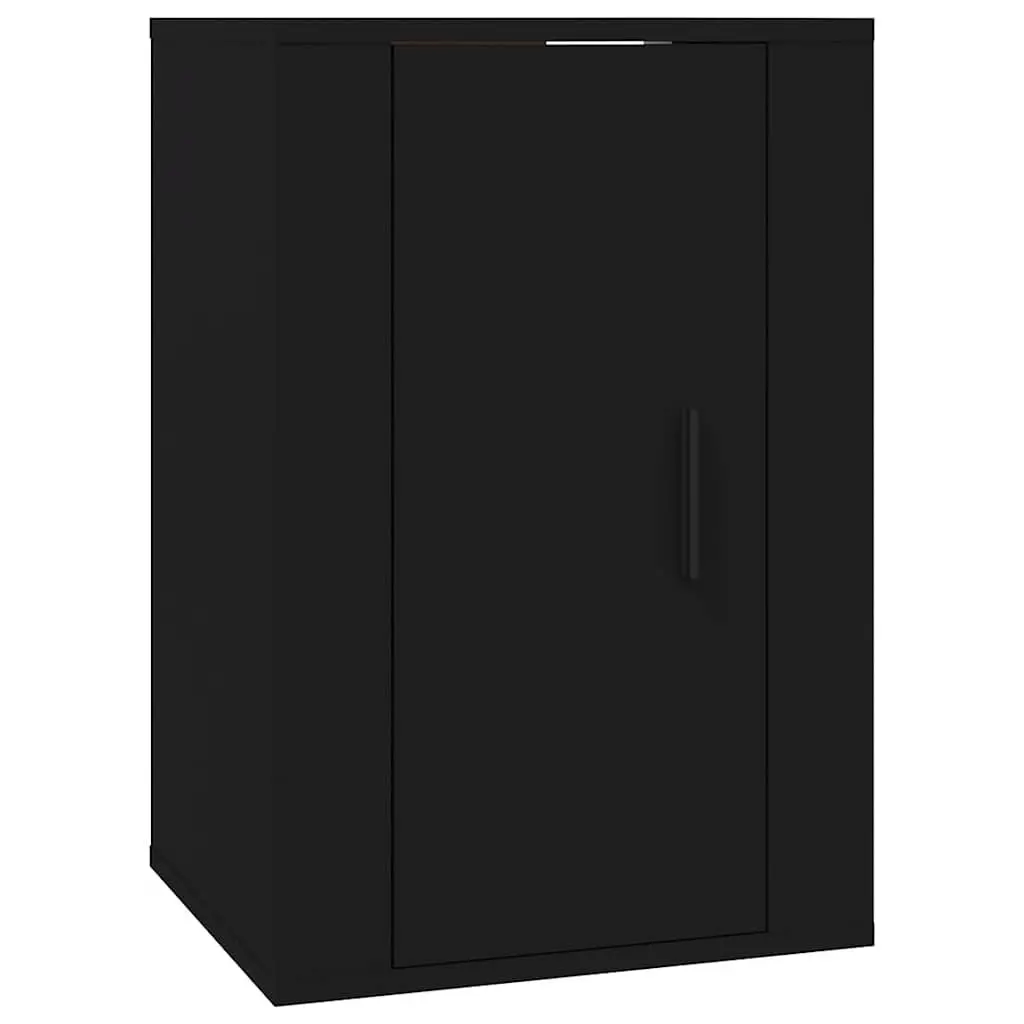 Wall Mounted TV Cabinet Black 40x34.5x60cm Two Storage Compartments Sturdy Top Surface Reversible Door