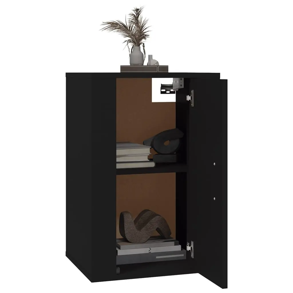 Wall Mounted TV Cabinet Black 40x34.5x60cm Two Storage Compartments Sturdy Top Surface Reversible Door