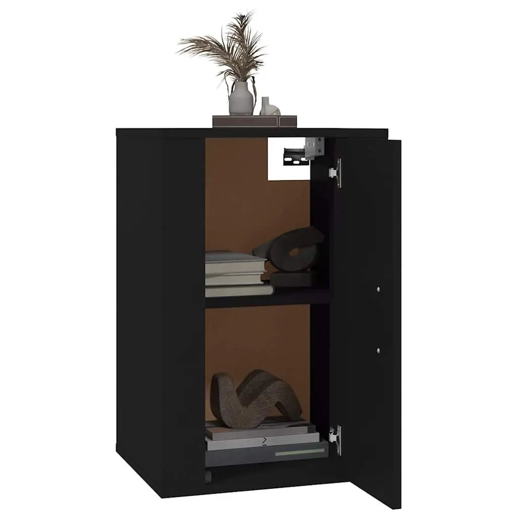 Black Wall Mounted TV Cabinet Storage Unit 2 Piece Media Organiser Display Shelf