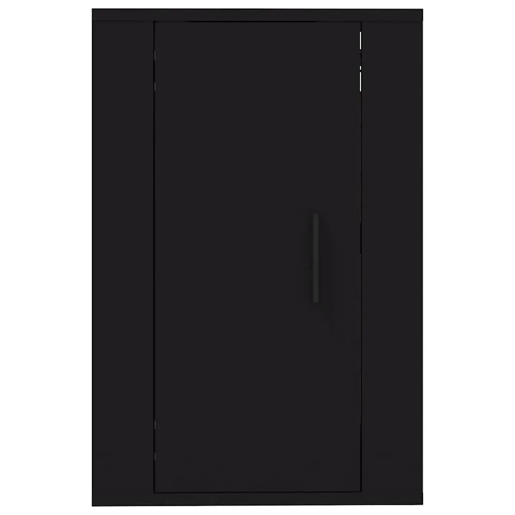 Black Wall Mounted TV Cabinet Storage Unit 2 Piece Media Organiser Display Shelf