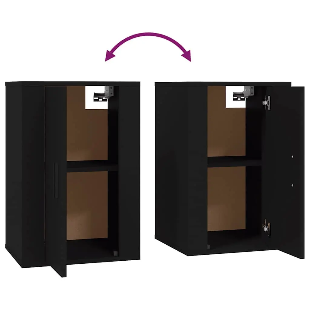 Black Wall Mounted TV Cabinet Storage Unit 2 Piece Media Organiser Display Shelf