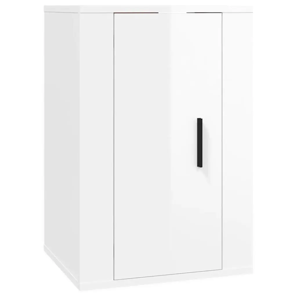 Wall Mounted TV Cabinet White High Gloss Media Storage Unit 40x34.5x60cm