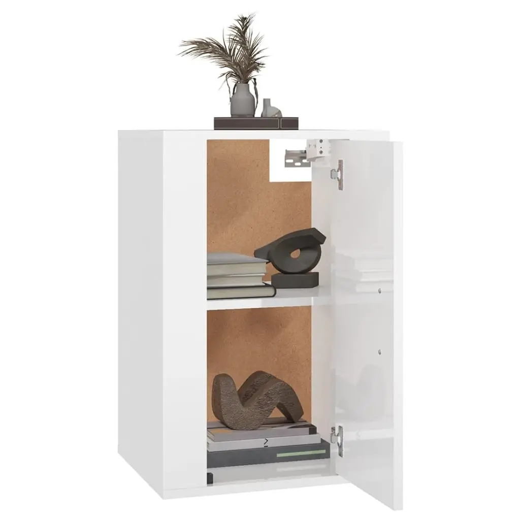 Wall Mounted TV Cabinet White High Gloss Storage Unit 40x34.5x60cm Media