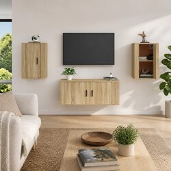 Compact Wall Mounted TV Cabinet Set - Sonoma Oak