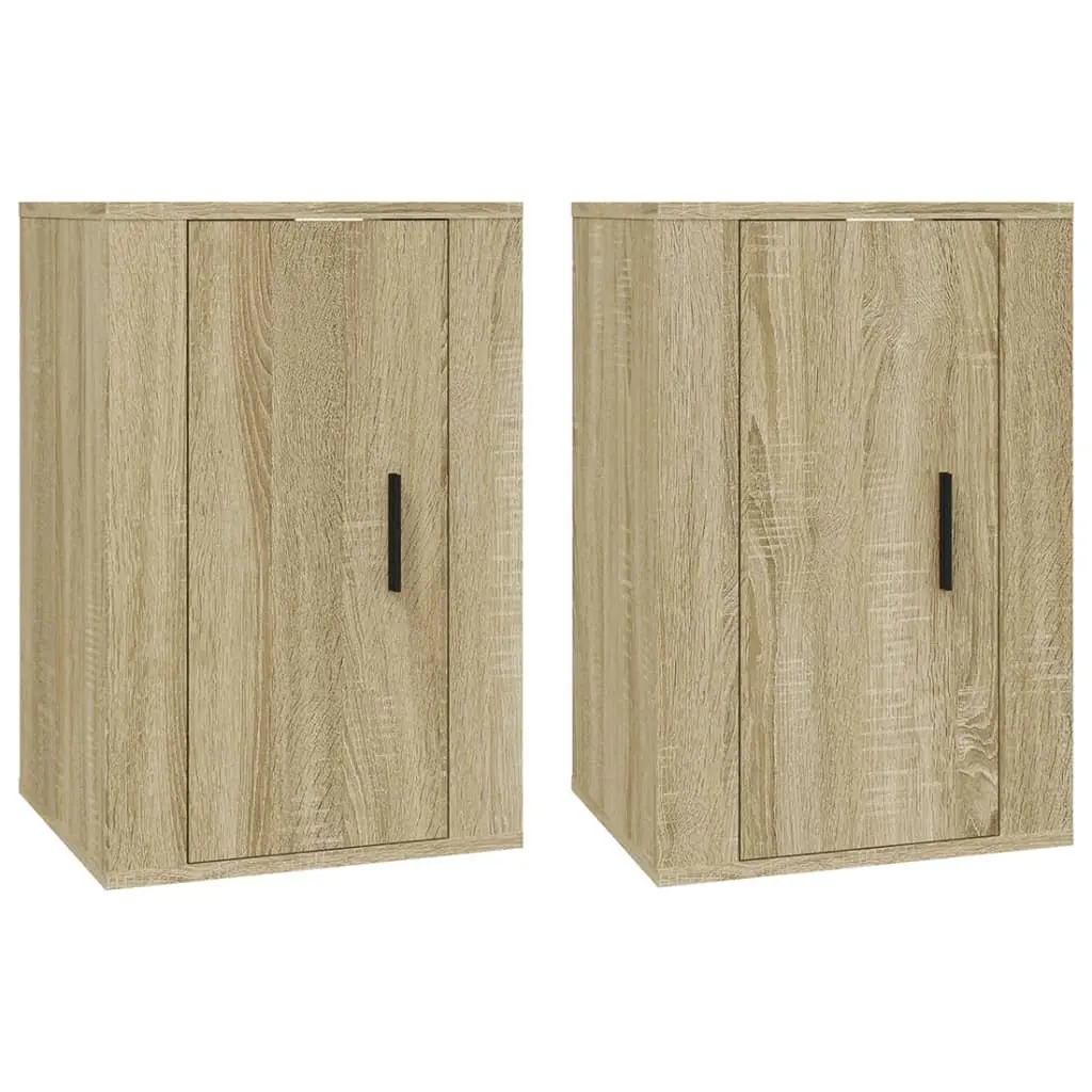 Wall Mounted TV Cabinet 2 Pieces Sonoma Oak Storage Media Unit Floating Display