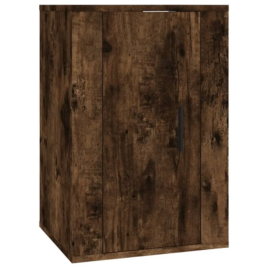 Wall Mounted TV Cabinet Brown Smoked Oak Media Storage Unit Floating Cupboard