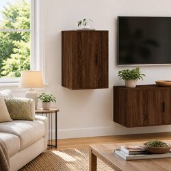 Brown Oak Wall Mounted TV Cabinet - Simple Yet Stylish