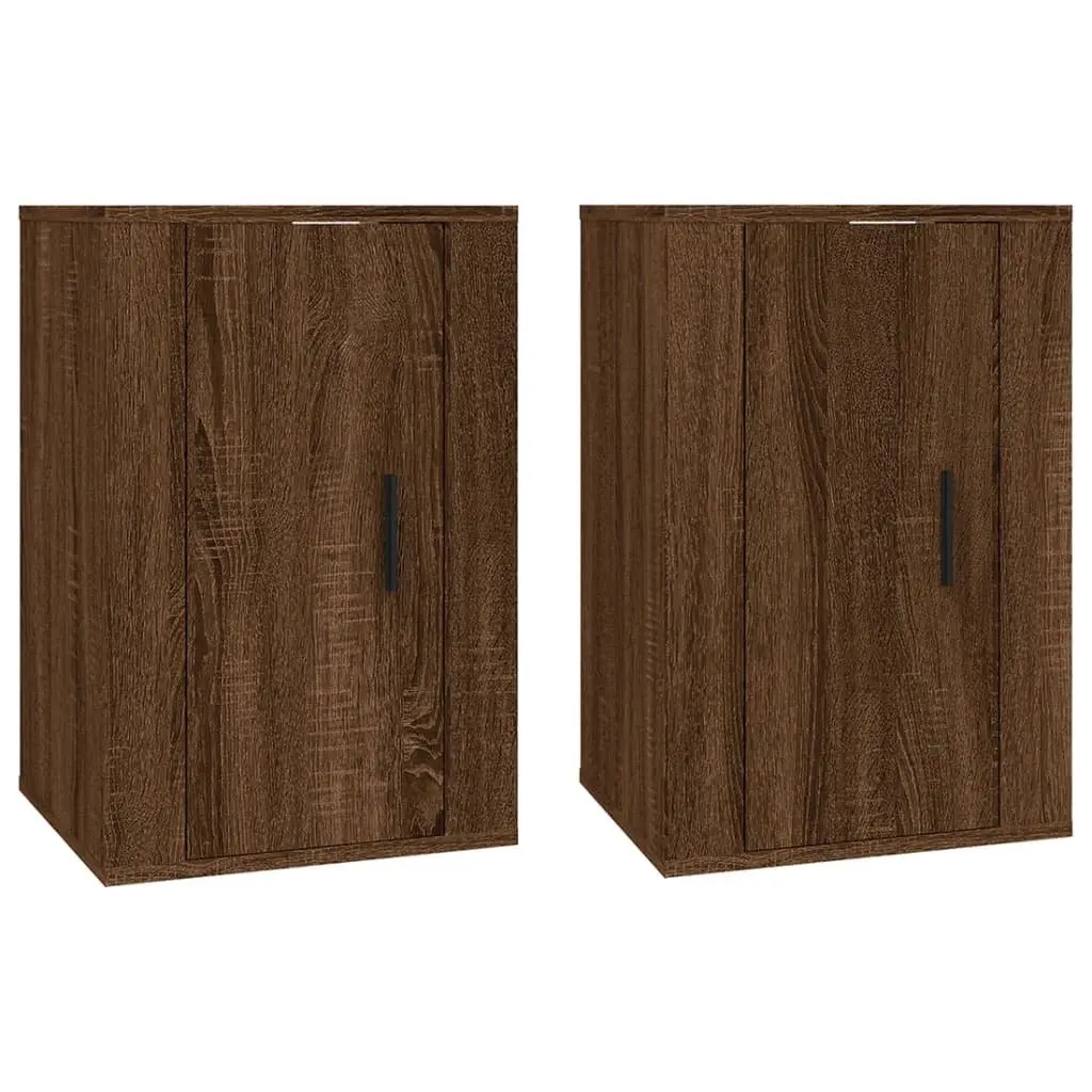 Wall Mounted TV Cabinet Brown Oak Storage Unit Floating Shelf Media Organiser