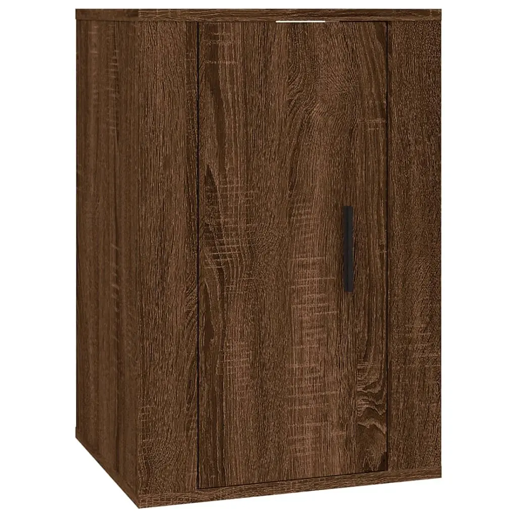 Wall Mounted TV Cabinet Brown Oak Storage Unit Floating Shelf Media Organiser