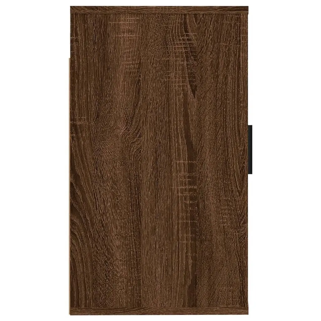 Wall Mounted TV Cabinet Brown Oak Storage Unit Floating Shelf Media Organiser