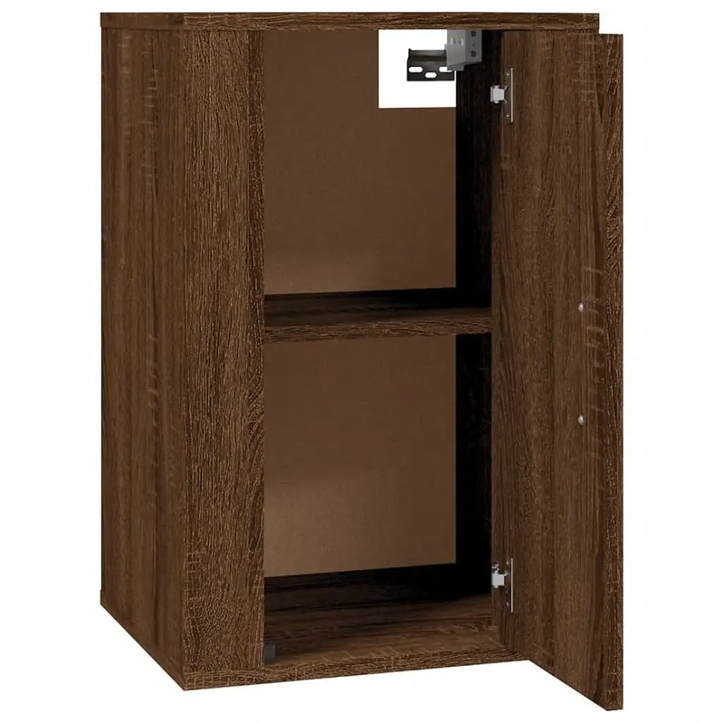 Wall Mounted TV Cabinet Brown Oak Storage Unit Floating Shelf Media Organiser