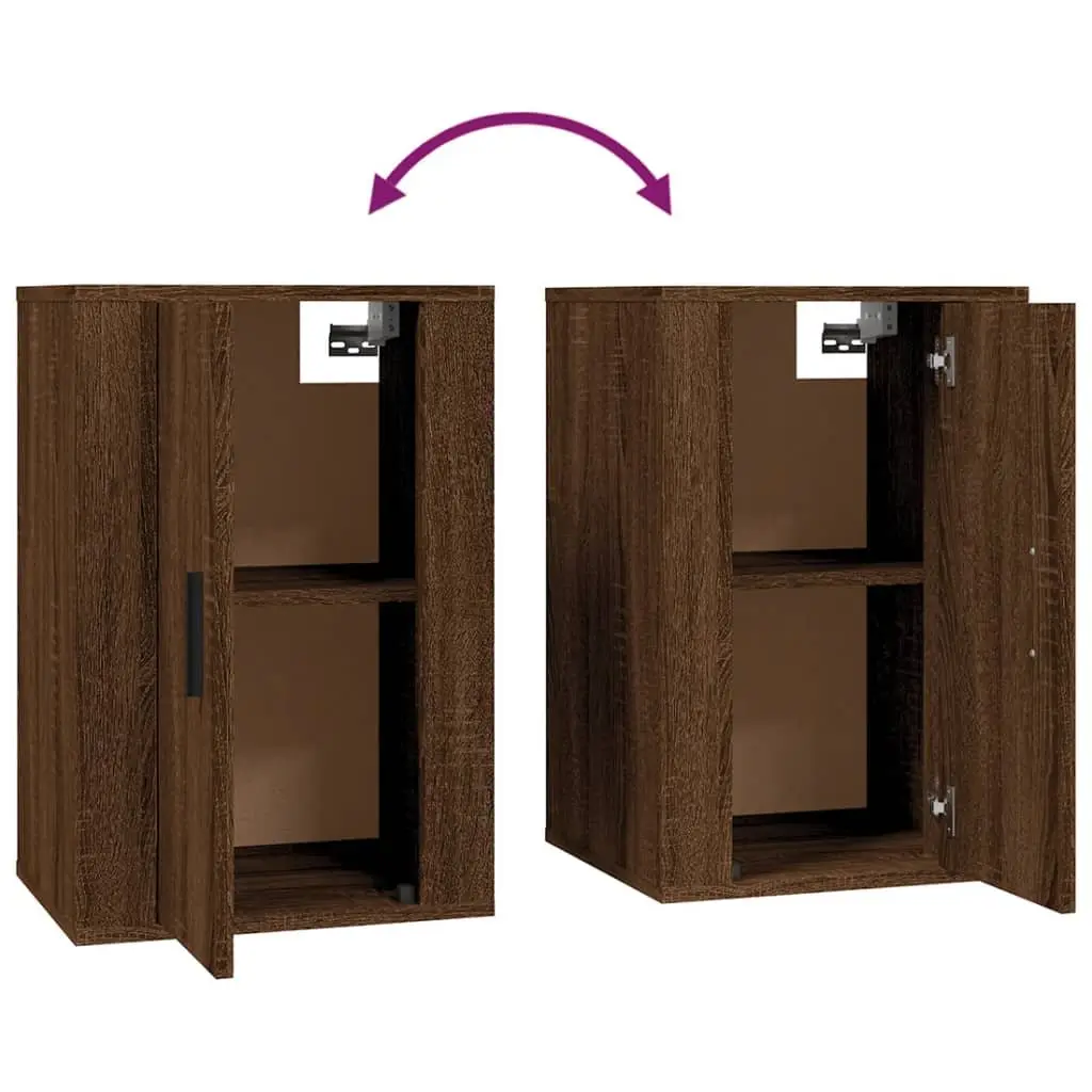 Wall Mounted TV Cabinet Brown Oak Storage Unit Floating Shelf Media Organiser
