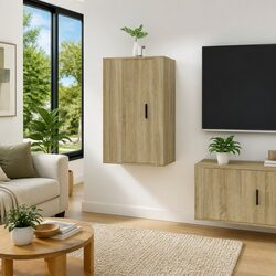 Brown Wall-Mounted TV Cabinet with Ample Storage