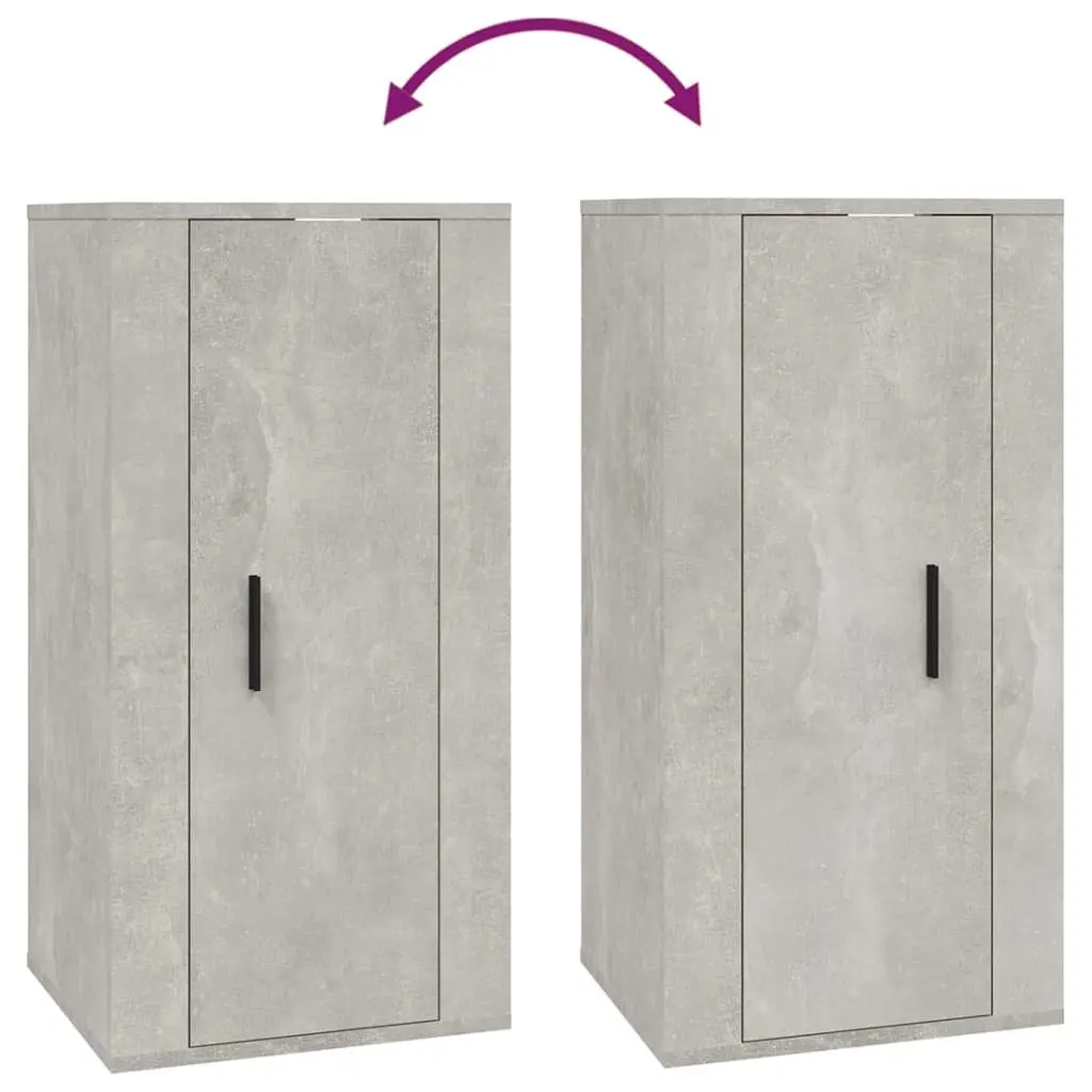 Wall Mounted TV Cabinet Grey Storage Unit 3 Compartments Media Organiser