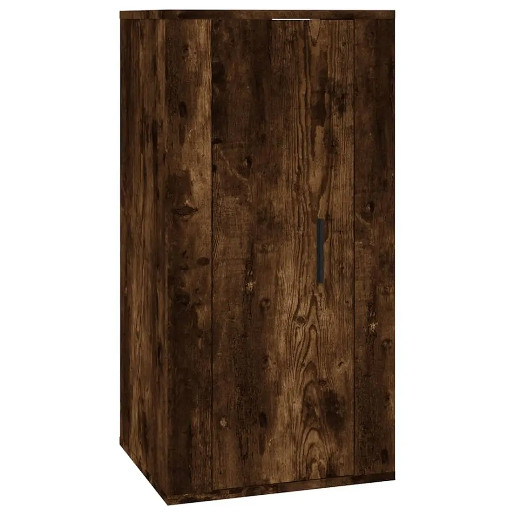 Wall Mounted TV Cabinet Storage Unit Compartments Brown Engineered Wood Media