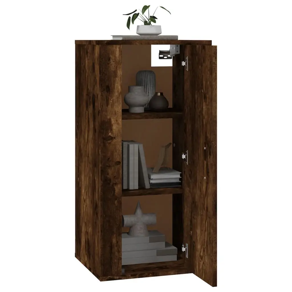 Wall Mounted TV Cabinet Storage Unit Compartments Brown Engineered Wood Media