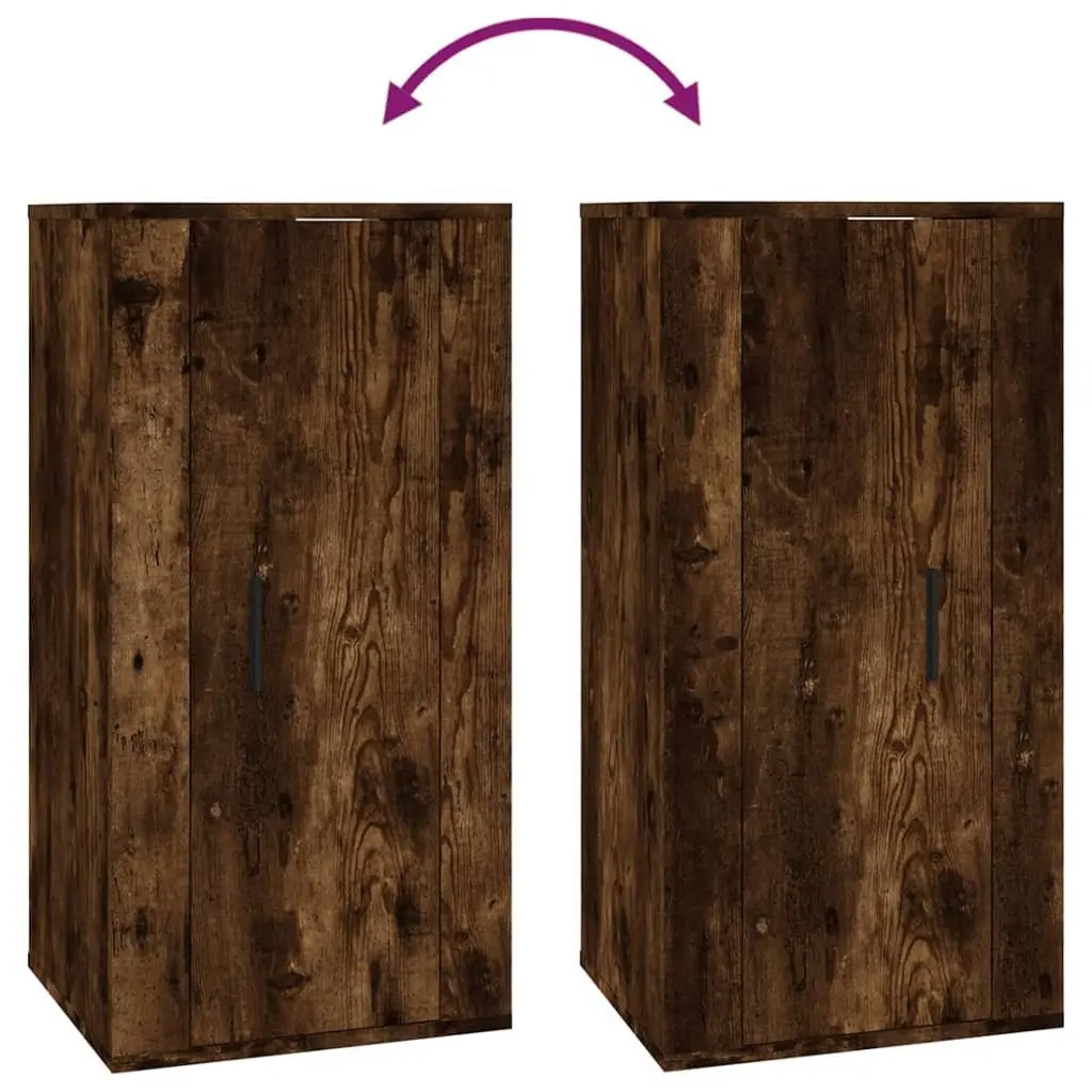 Wall Mounted TV Cabinet Storage Unit Compartments Brown Engineered Wood Media