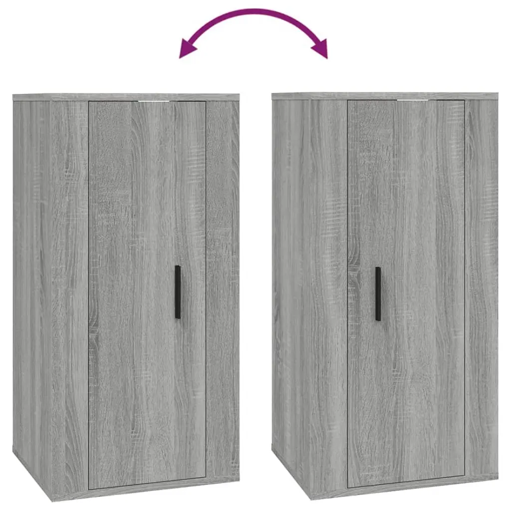 Wall Mounted TV Cabinet Grey 3 Compartments Storage Organiser