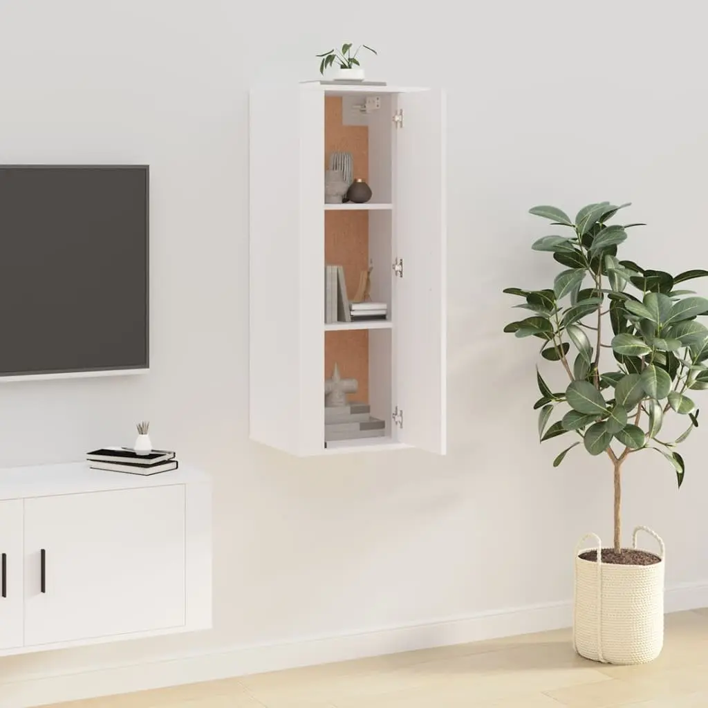 Wall Mounted TV Cabinet White Storage Unit Media Display Organiser 40x34.5x100cm