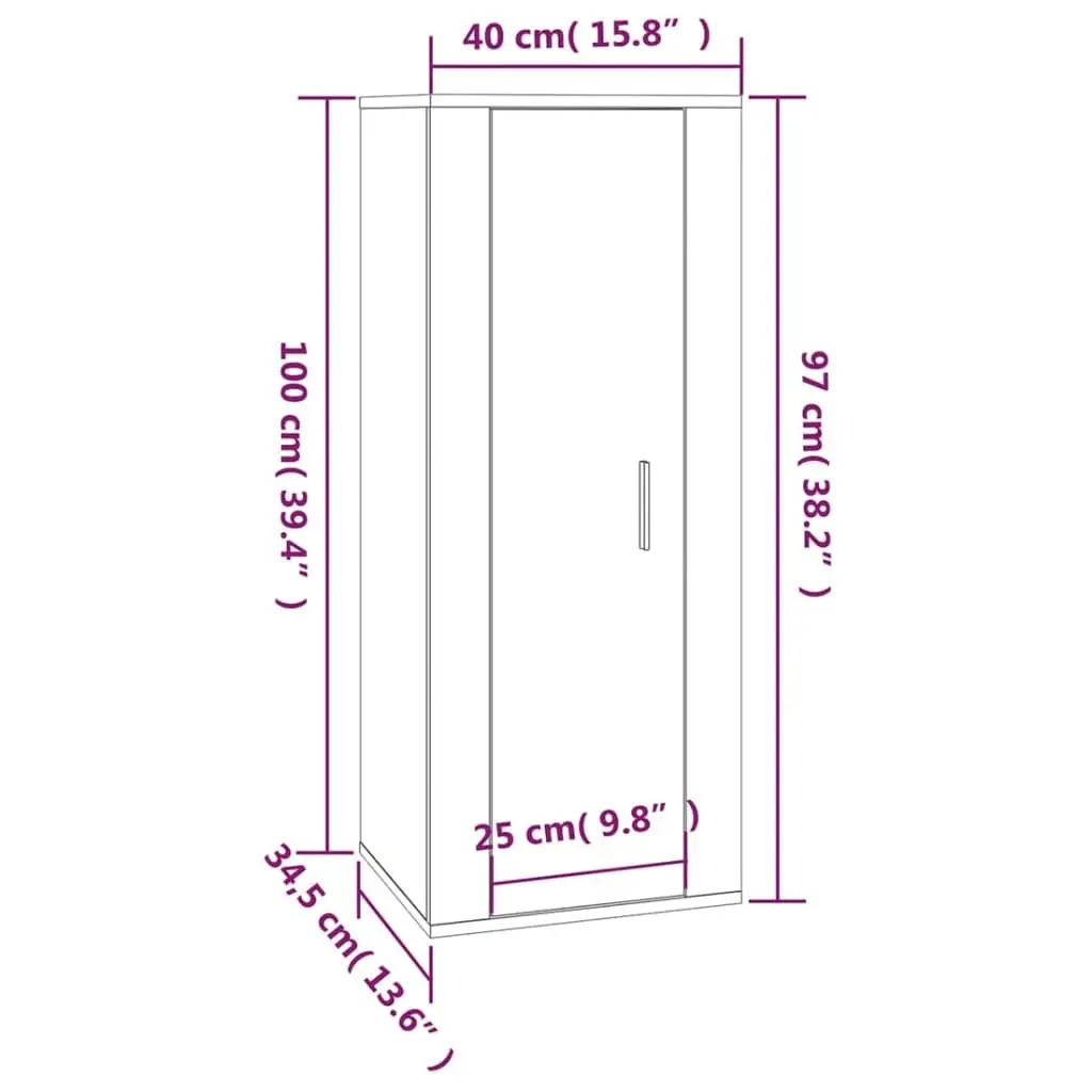 Wall Mounted TV Cabinet White Storage Unit Media Display Organiser 40x34.5x100cm