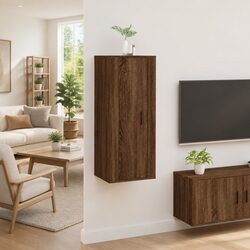 Friendly Brown Oak Wall Mounted TV Cabinet for Any Room