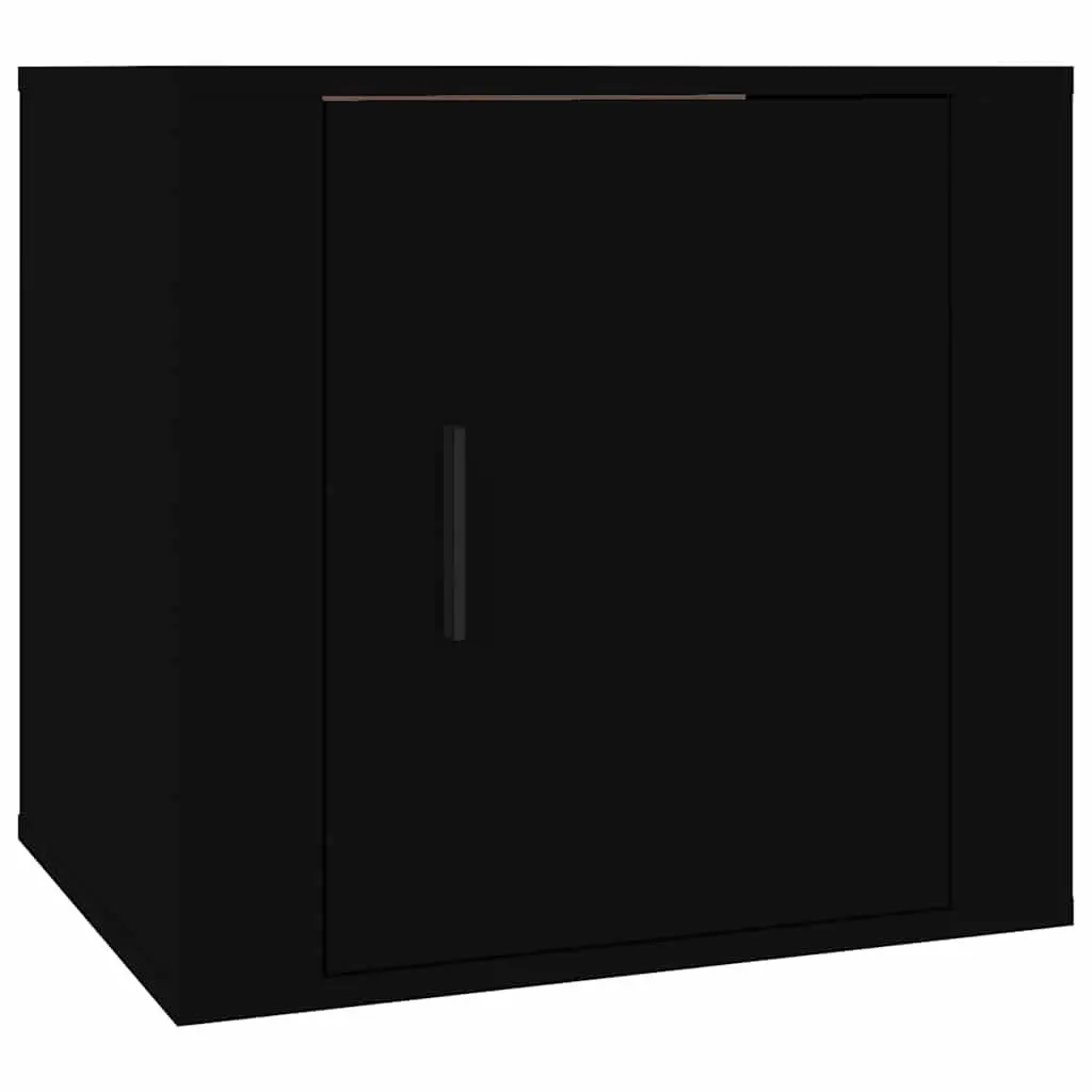 Bedside Table Black Engineered Wood Storage Organizer Stable Top Surface