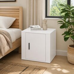 White Bedside Cabinet Storage Nightstand Bedside Table High Gloss Modern