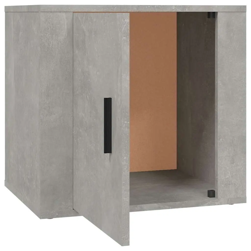 Bedside Cabinet Grey Engineered Wood Storage Unit Nightstand