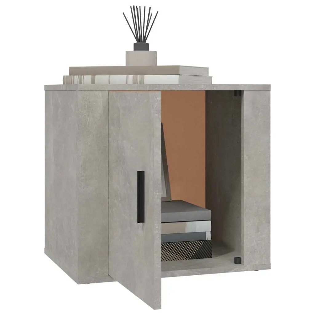 Bedside Cabinet Grey Engineered Wood Storage Unit Nightstand