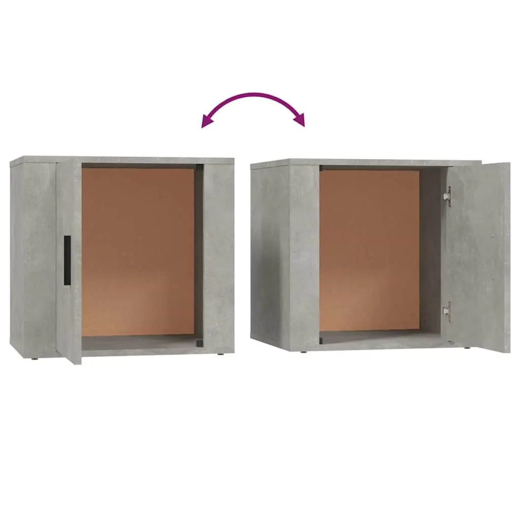Bedside Cabinet Grey Engineered Wood Storage Unit Nightstand