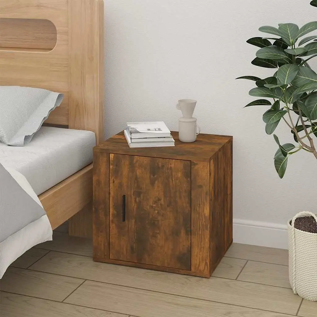 Bedside Cabinets Brown 2 Piece Storage Units Engineered Wood Nightstand Furniture
