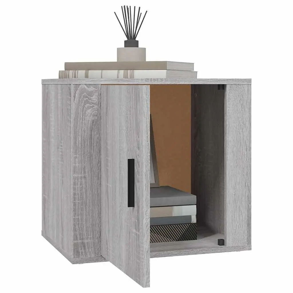 Bedside Tables Grey 50x39x47cm 2 Piece Storage Cabinets for Bedroom Organisation