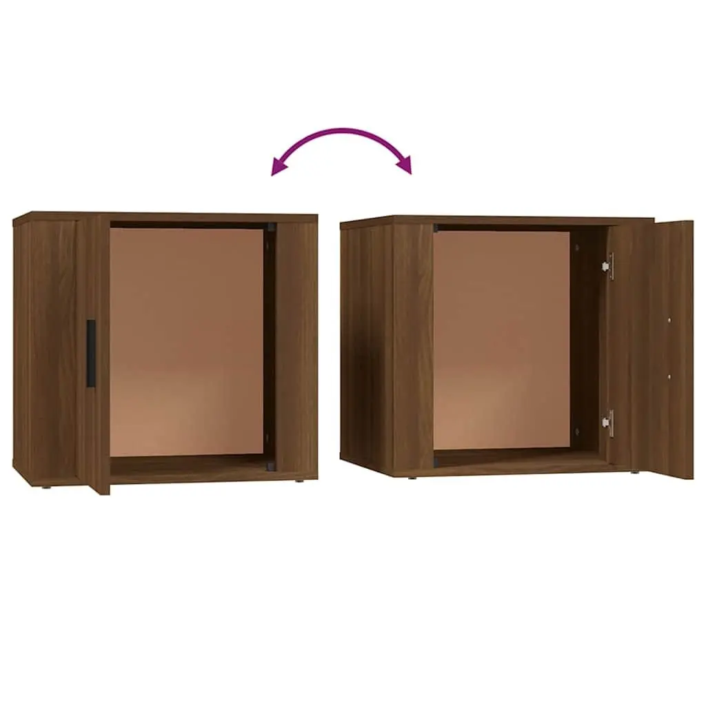 Bedside Cabinets Brown Oak 2 Piece Storage Furniture Nightstand Bedroom