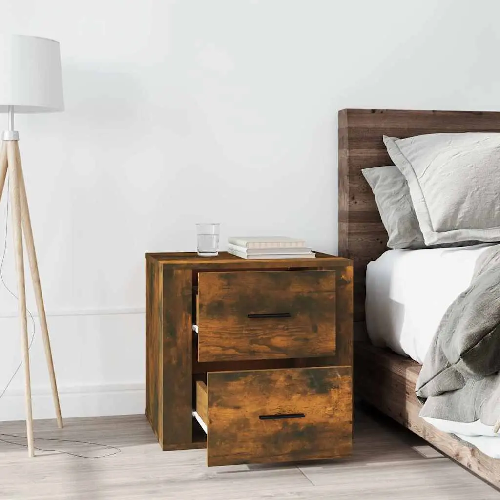Bedside Table Brown Engineered Wood Storage Organiser 50x39x47cm