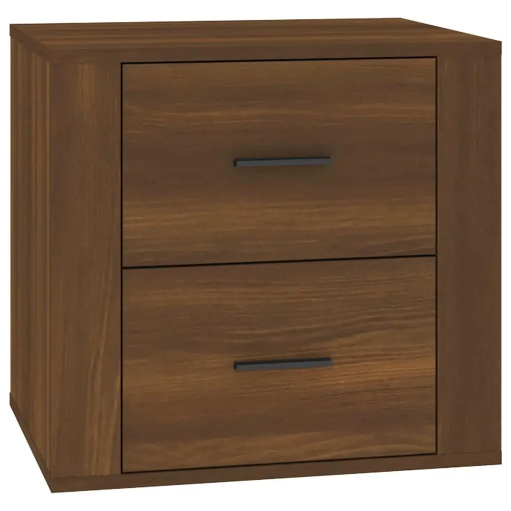 Bedside Table Brown Oak Engineered Wood Storage Compartment Smooth Finish