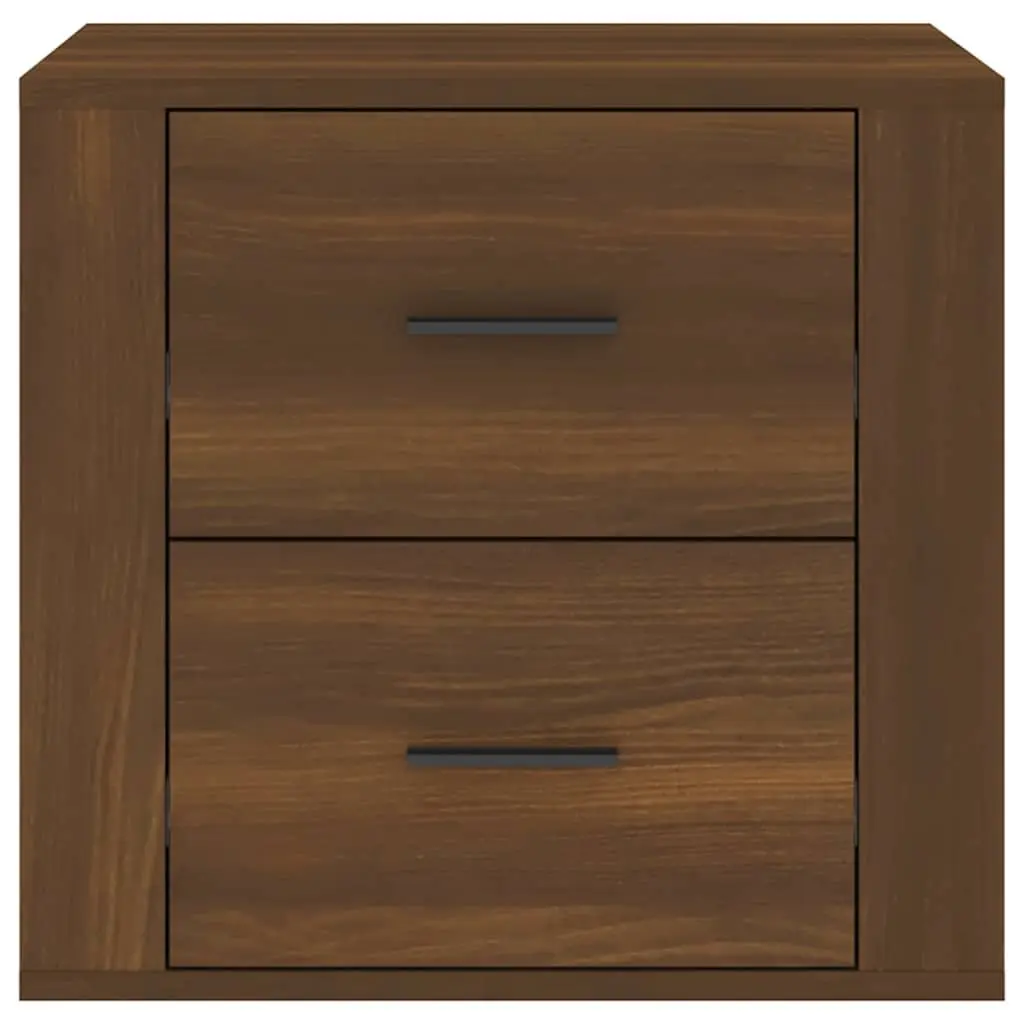 Bedside Table Brown Oak Engineered Wood Storage Compartment Smooth Finish