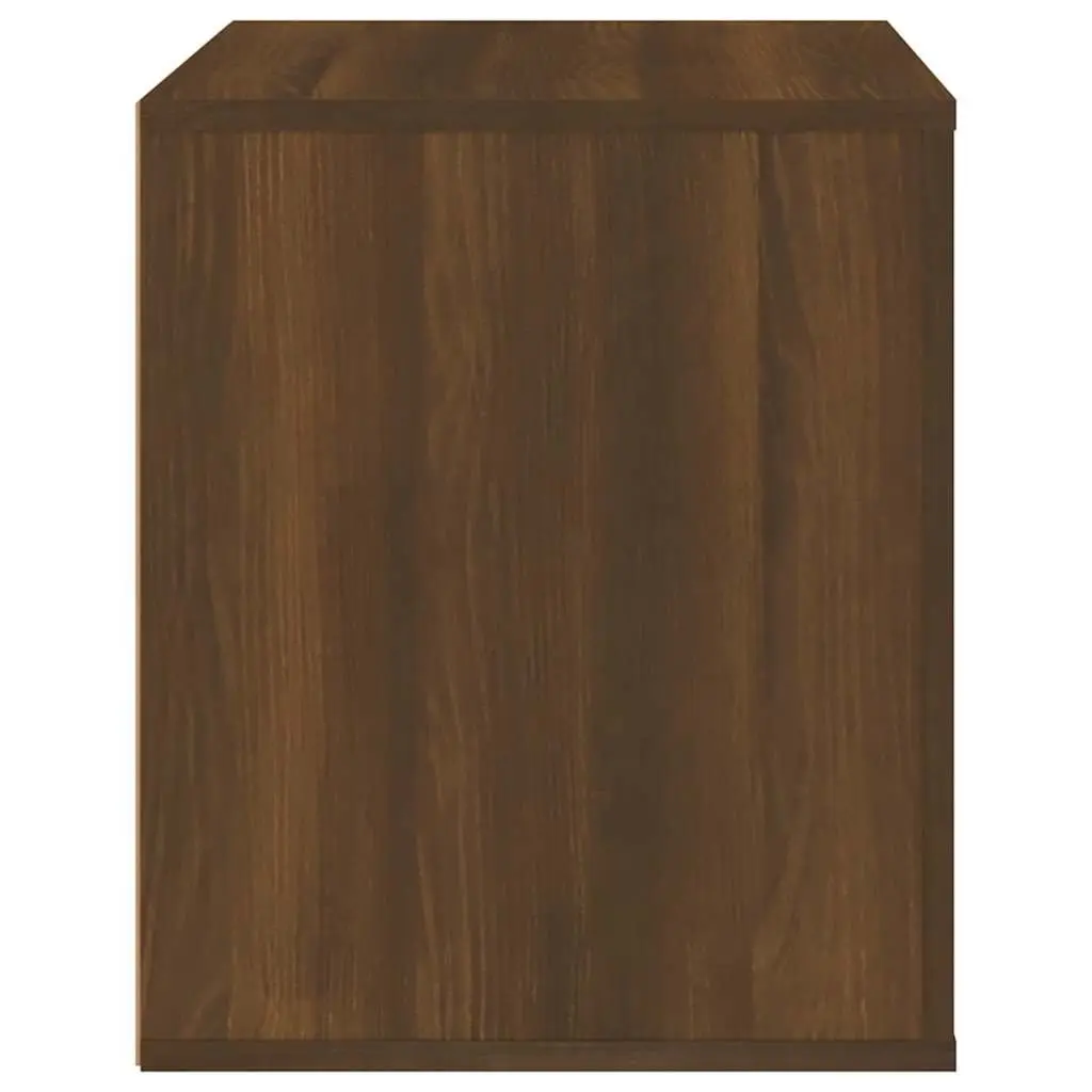 Bedside Table Brown Oak Engineered Wood Storage Compartment Smooth Finish