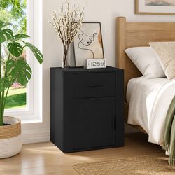 Compact Black Nightstand with Ample Storage