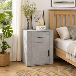 Compact Grey Nightstand with Easy-Clean Surface