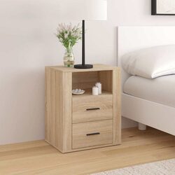Compact Brown Bedside Cabinet with Two Drawers