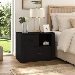 Black Bedside Cabinet with Ample Storage